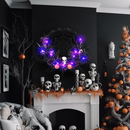 Decoraciones de Halloween, colgante de accesorios de diseño de fiesta de flores artificiales, anillo de vid de calavera de araña