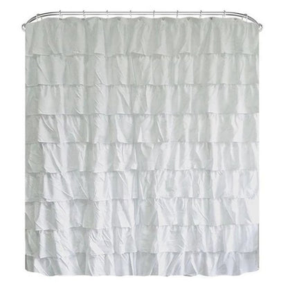 Waterproof Corrugated Edge Shower Curtain Ruffle Bathroom