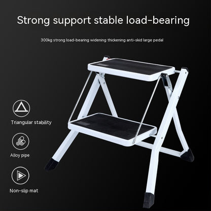 Two-step Household Folding Stair Square Tube Portable Trestle Ladder Iron Ladder Climbing Stool Ladder Portable