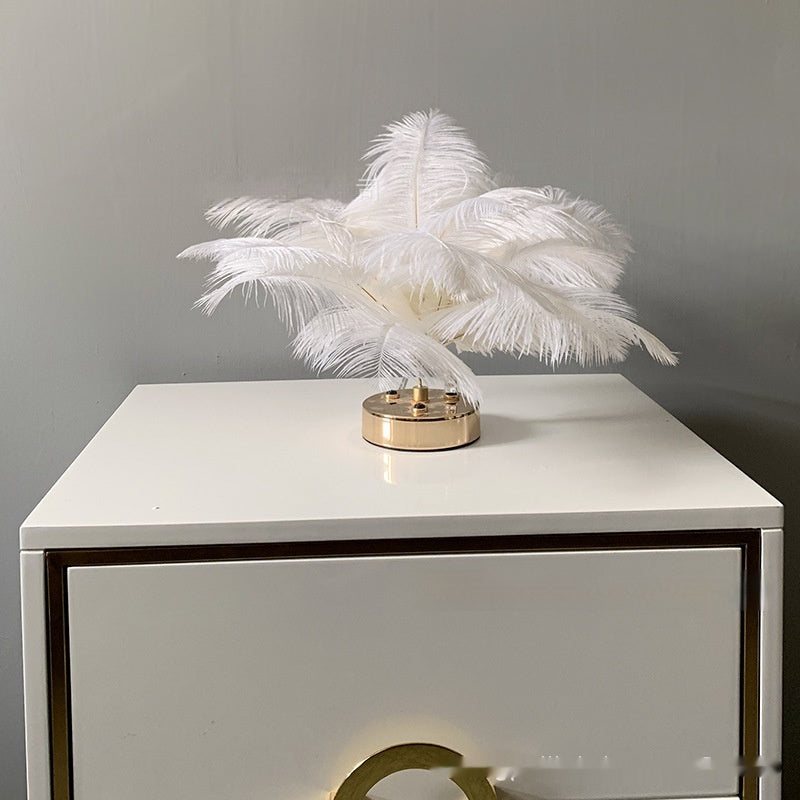 Charging Touch Soft Furnishings True Feathers Table Lamp Home Decorative Lamp