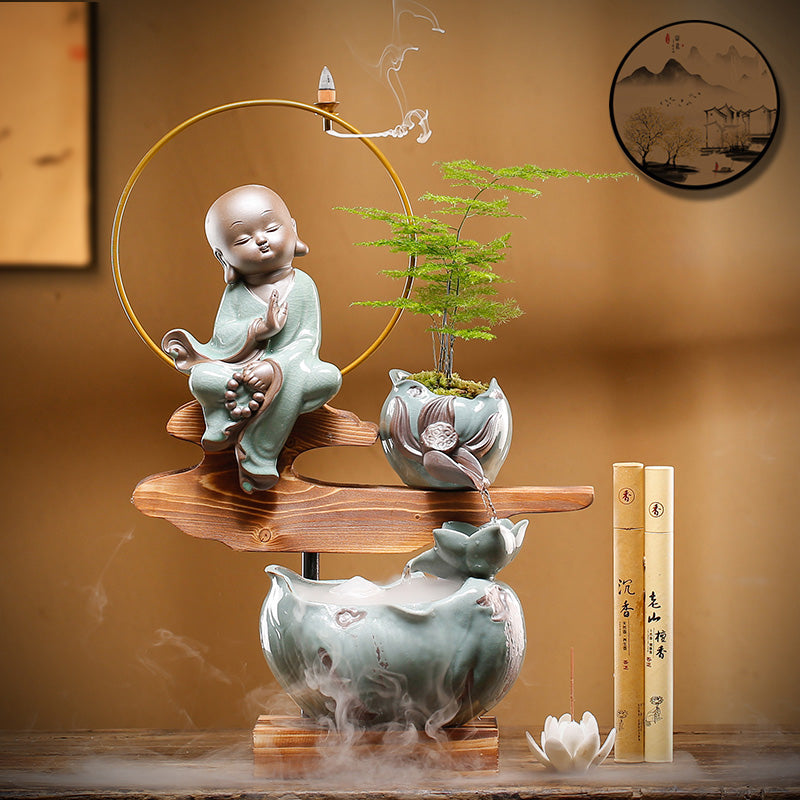 Creative Flow Ware Fountain Landscape Fortune Feng Shui Wheel Living Room Office Home Desktop Ornaments