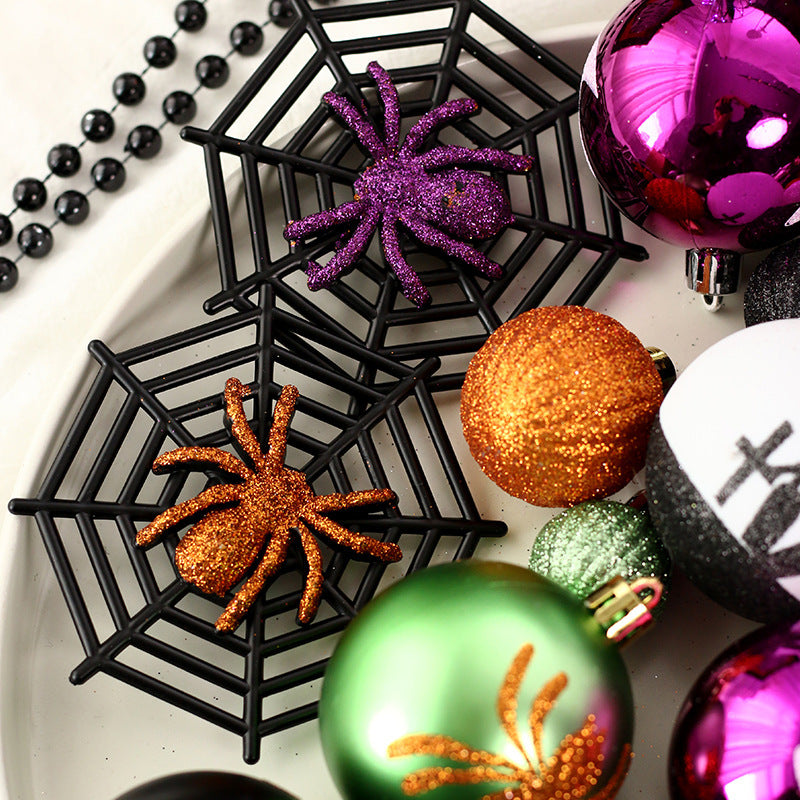 Halloween Painted Skull Plastic Ball Hanging Decoration Set