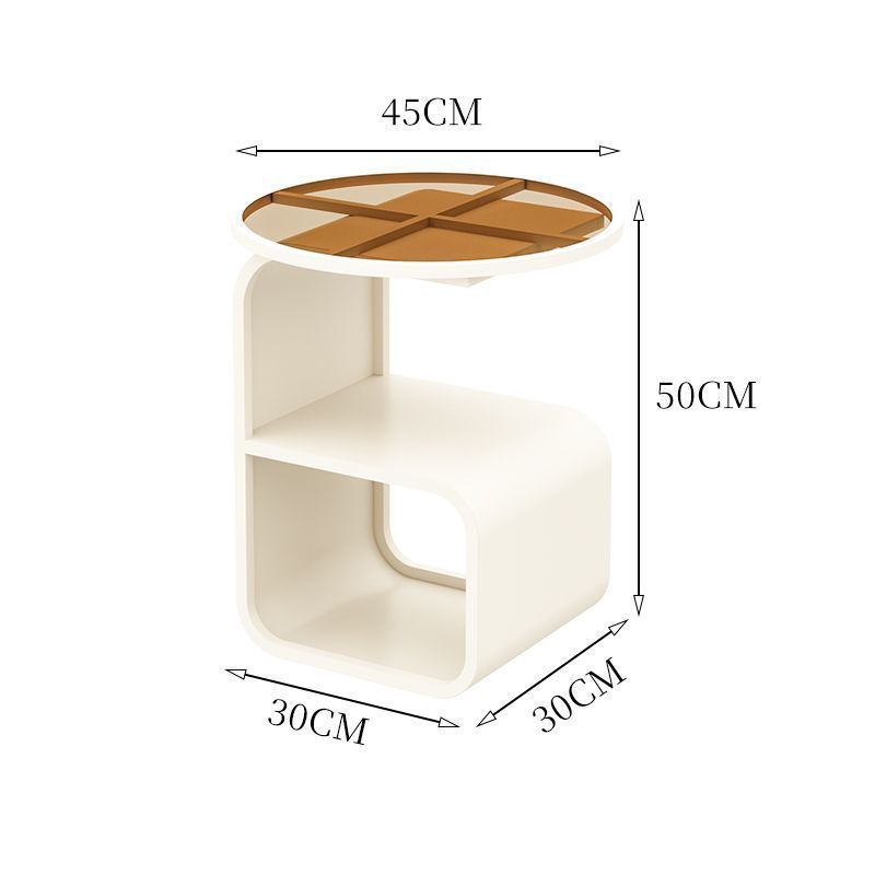 Table d'appoint de canapé ronde moderne et simple en verre trempé