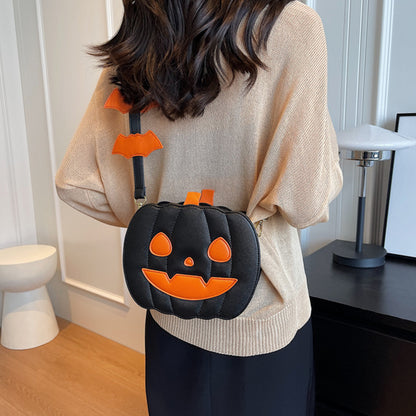 Sacs d'halloween 2023, sac à bandoulière avec dessin animé de citrouille drôle avec chauve-souris, sac créatif personnalisé pour femmes