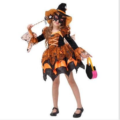 Déguisement d'Halloween pour enfants, robe de princesse sorcière Cosplay