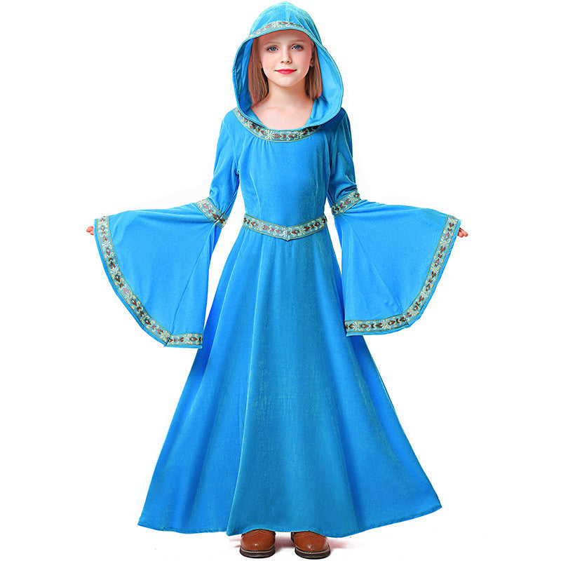 Robe de vampire bleue pour enfants Halloween