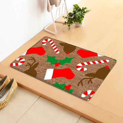 Letter Christmas Home Doormat Bathroom Kitchen Anti-slip Bedroom Living Room Absorbent Carpet