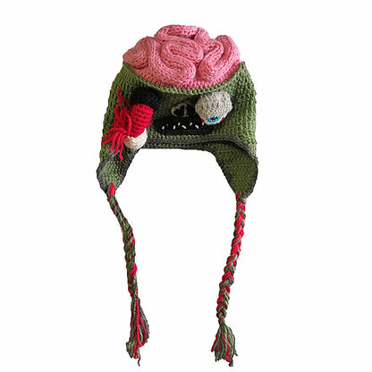 Horror Spoof Brain Hat Halloween Hand Knitted