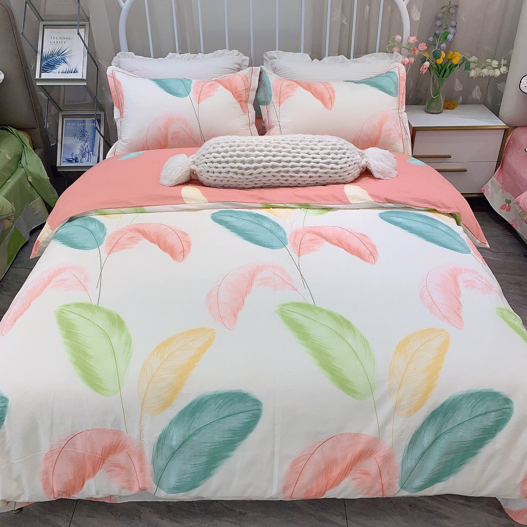 Juego de cuatro piezas de cama de algodón con estampado simple de moda para el hogar