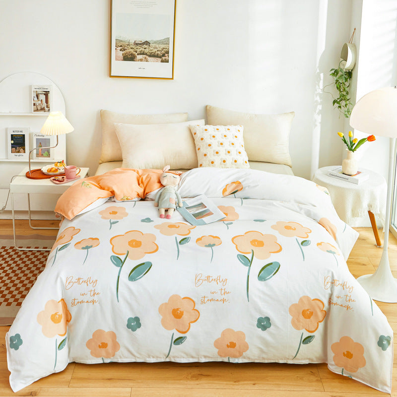 Cotton Duvet Cover One-piece Wholesale Pure Single Double Student Dormitory Bed Sheet Four-piece Set