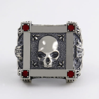 Anillo de calavera de Halloween con dibujos animados en plata de ley S925