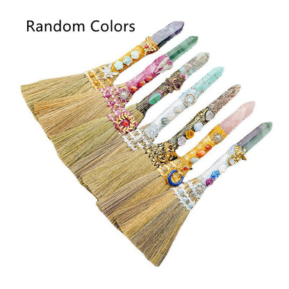 Natural Crystal Single Pointed Hexagonal Prism Broom Halloween Prop Decoration Ornaments