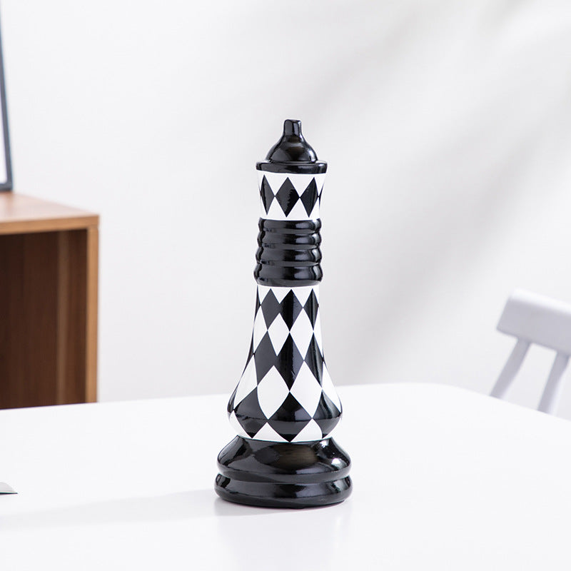 European Ceramic Black And White Lattice Chess Ornaments