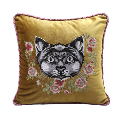 Home Velvet Embroidery Pillow Cover