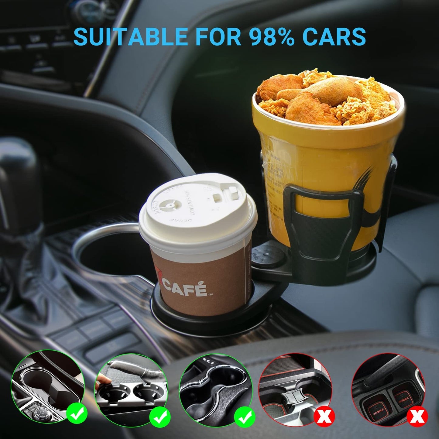 Soporte para botella de agua de coche, soporte para vasos giratorio de 360 ​​grados, gafas de sol, organizador de teléfono, almacenamiento, accesorios de Interior de coche