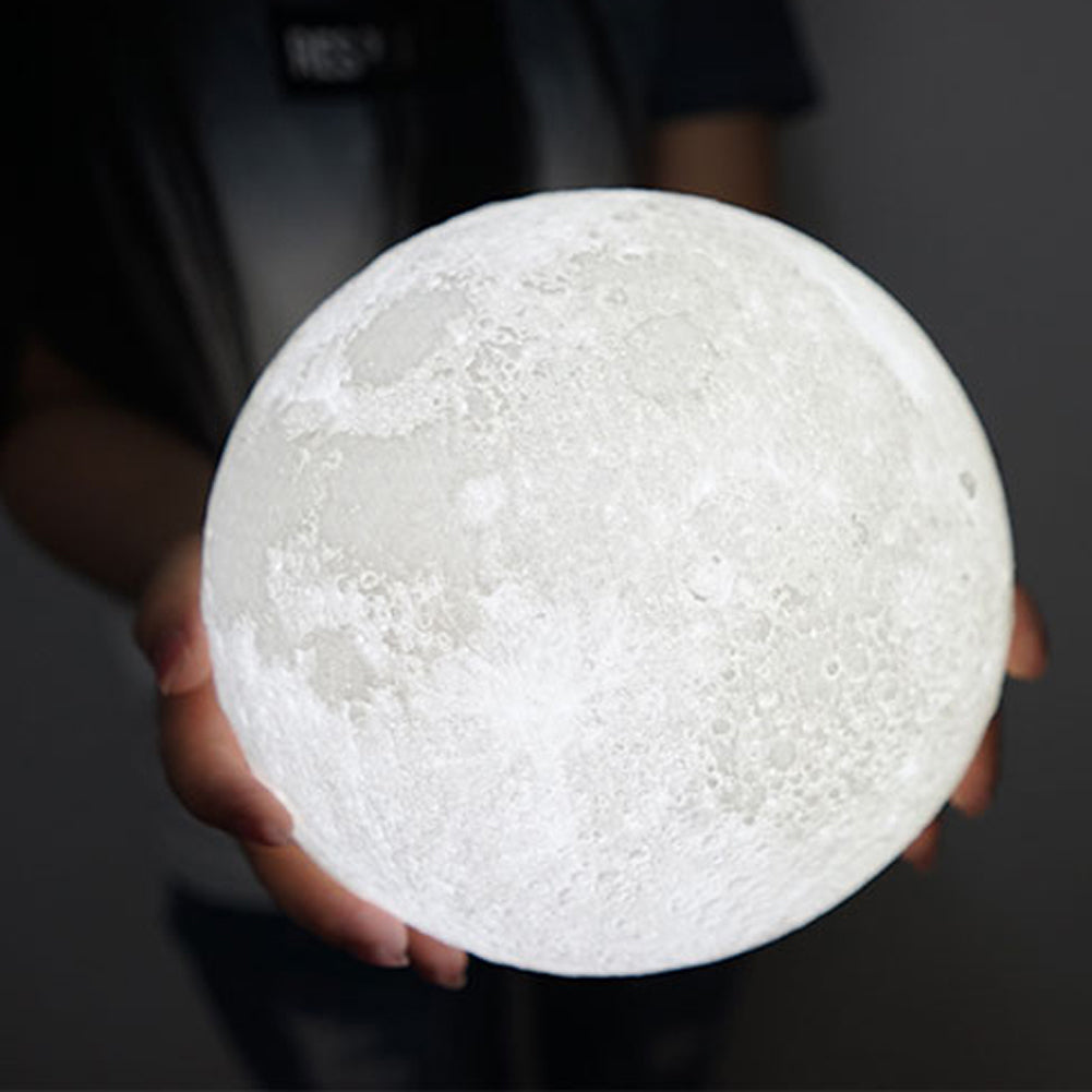 Lámpara de luna recargable con impresión 3D, interruptor táctil de cambio de 2 colores