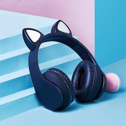 Oreilles de chat basses lourdes Bluetooth coeur girly mignon