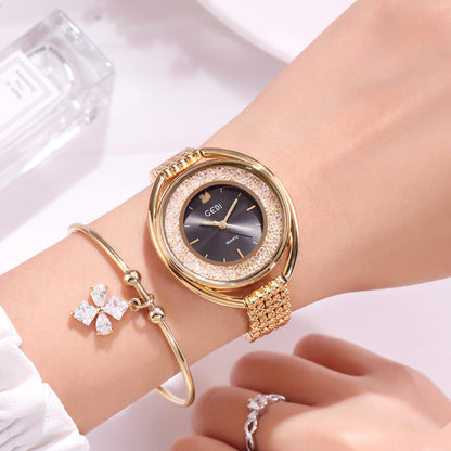 Reloj Mujer Reloj Británico con Diamantes de Agua Correa de Acero Reloj Impermeable para Mujer