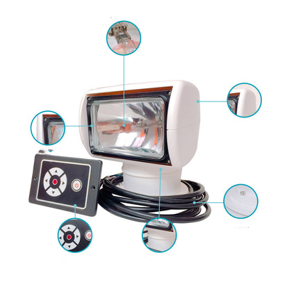 Projecteur télécommandé pour bateau, camion, projecteur à distance marin, ampoule 12V 100W