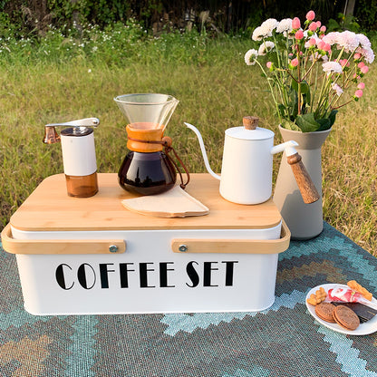 Boîte de rangement de camping, ensemble de café infusé à la main