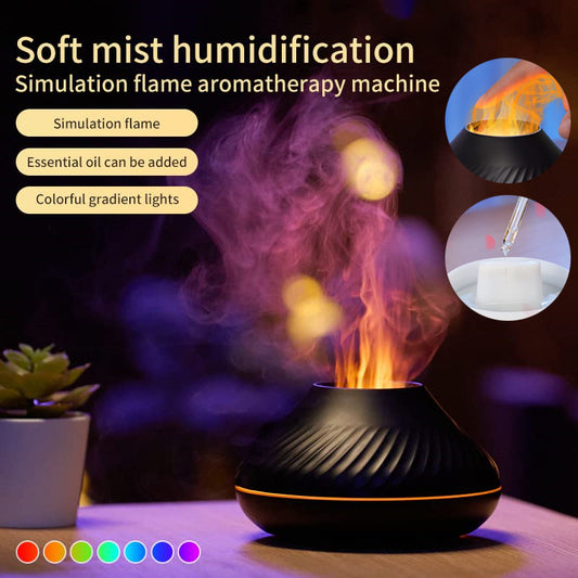 Nuevo Difusor de aroma de llama volcánica Lámpara de aceite esencial 130 ml Humidificador de aire portátil USB con luz nocturna de color Generador de niebla Fogger Luz LED