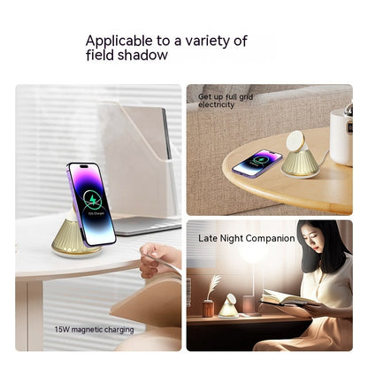 Lampe de Table de Nuit 15W Chargeur Sans Fil Magnétique Siège Sans Fil Rapide