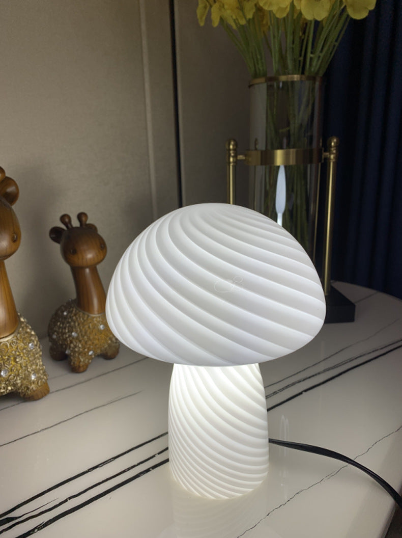 INS Girl Glass Mushroom Table Lamp In Bedroom