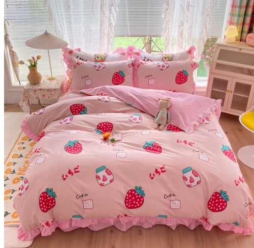 Cotton 100 Princess Wind Quilt Cover Cartoon Student Dormitory Bed