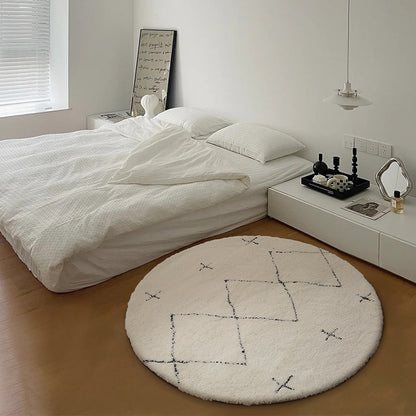 Living Room Black And White Lines Nordic Simple Ins Long Velvet Coffee Table Morocco Bedroom Bedside Round Mat