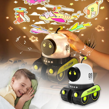 Proyector de cielo estrellado con luz LED nocturna, lámpara de proyección de Robot galaxia, música Bluetooth para niños, dormitorio, decoración de fiesta en casa