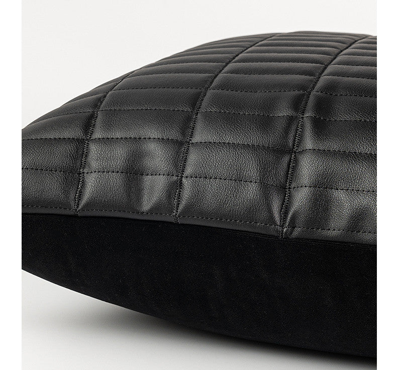 Modern Minimalist Black Leather Waist Pillow