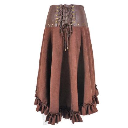 Conjunto de dos piezas con falda irregular estilo steampunk para disfraz de Halloween