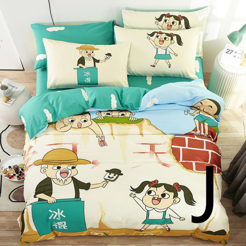 Drap de lit pour enfants, housse de couette, drap de lit, dessin animé mignon, textile pour la maison