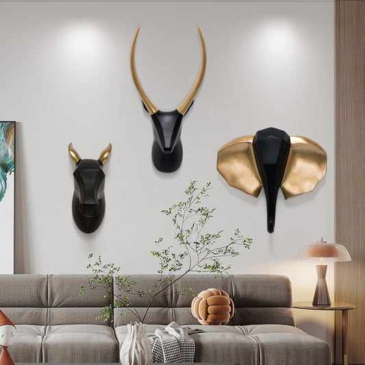 Colgante decorativo de pared con cabeza de caballo, cabeza de ciervo creativa para sala de estar