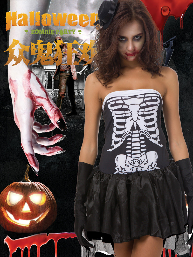 Costume de squelette féminin Wansheng d'anime d'Halloween pour jeu de rôle