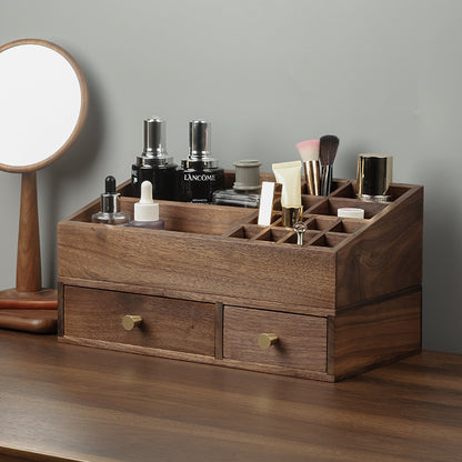 Boîte de rangement de cosmétiques en bois massif, organisateur de tiroir pour pinceaux de maquillage