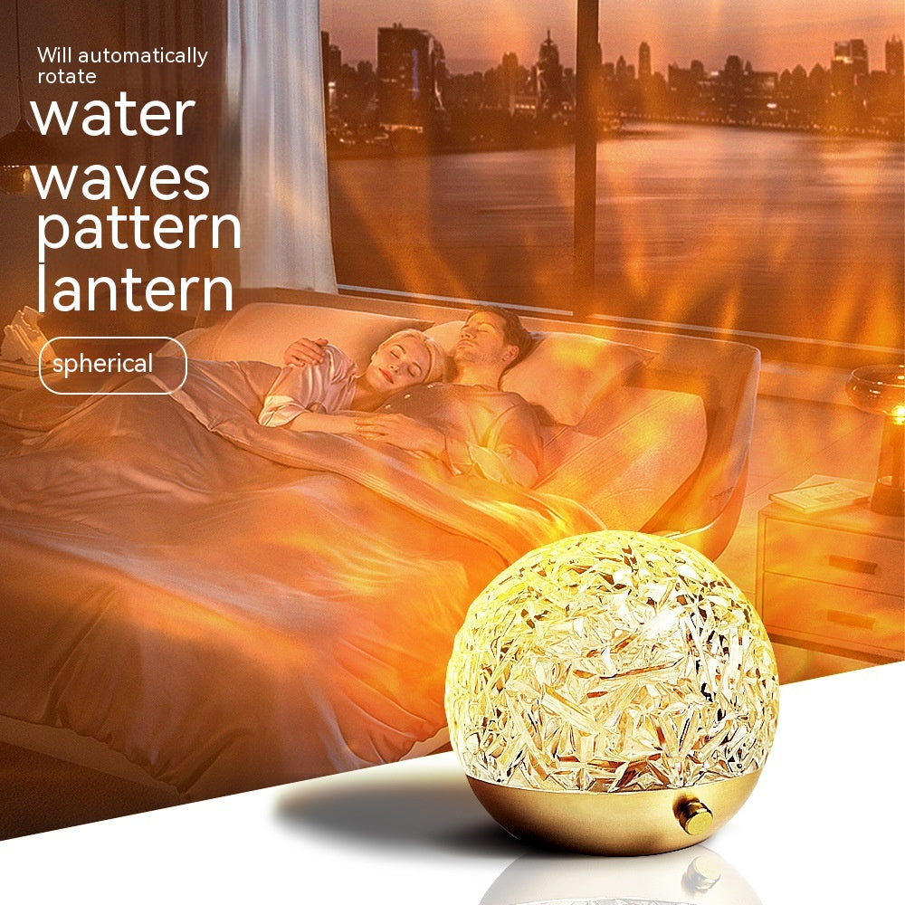 Nuevo Proyector de ondas de agua, lámpara de noche de cristal claro, lámpara de ambiente, decoración para mesita de noche, hogar, dormitorio, regalo estético de Navidad, luces de atardecer