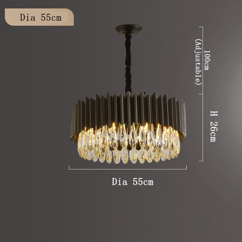 Iluminación moderna y sencilla para sala de estar de cristal negro