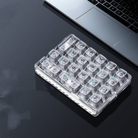 Teclado numérico externo transparente, trimodo, inalámbrico, Bluetooth, 21 teclas