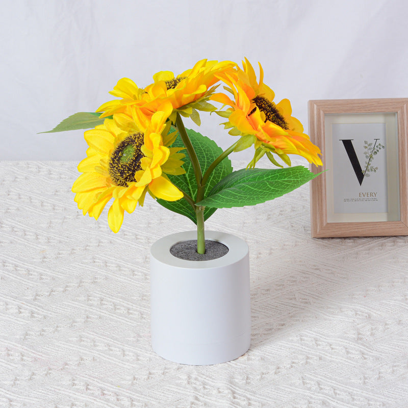 Lámpara de mesa con luz nocturna de simulación Led de girasol recargable, lámpara de escritorio decorativa con flores de simulación para restaurante, Hotel, regalo de boda