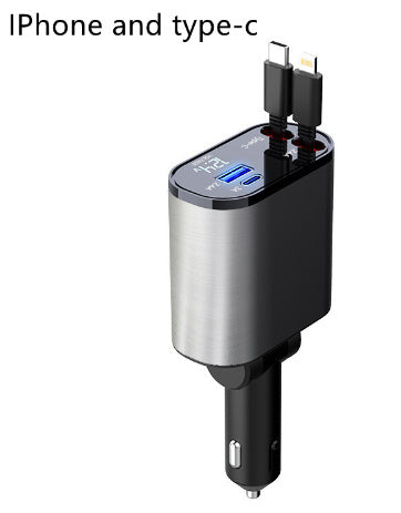 Cargador de coche de metal, encendedor de cigarrillos de carga súper rápido de 100W, adaptador USB y TYPE-C