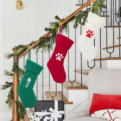 Christmas Socks Dogs And Cats Knitted Home Decoration