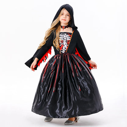 Vêtements d'Halloween pour enfants avec tête de mort et sorcière