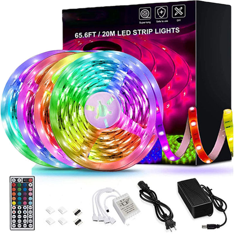 Tira de luces LED lámpara 5050 RGB cinta Flexible diodo 5M controlador decoración de habitación TV ordenador retroiluminación decoración Navidad