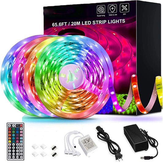 Bande lumineuse LED 5050 RGB, bande Flexible, Diode, contrôleur de 5M, décor de salle, TV, ordinateur, rétro-éclairage, décoration de noël