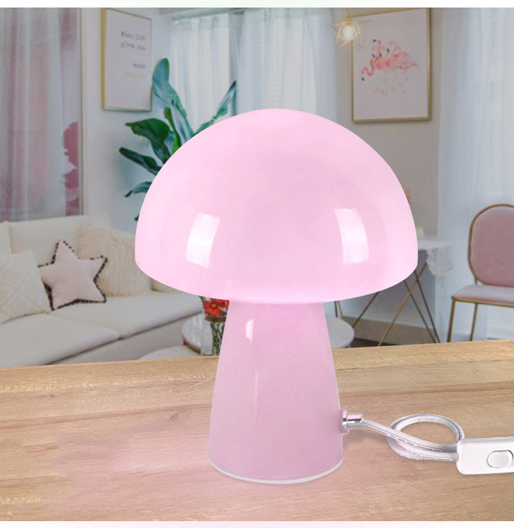 Lámpara de mesa de noche para dormitorio con lámpara de setas para niños con tacto de inducción perezosa