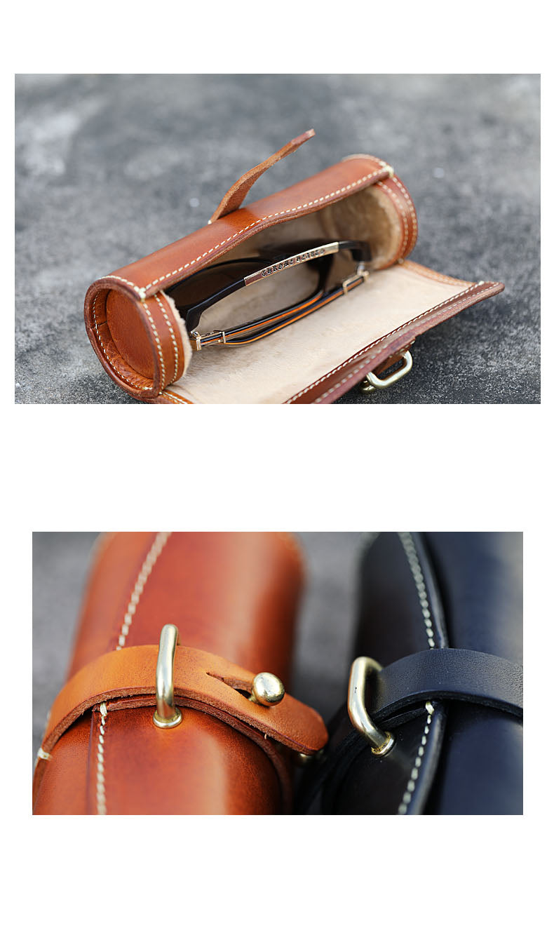 Cowhide High-end Handmade Retro Anti-stress Large-capacity Glasses Case