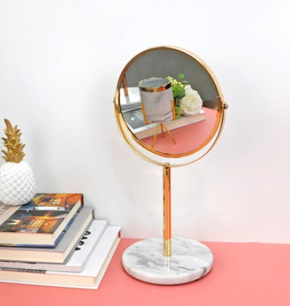 Plateau de table rond de bureau avec miroir de maquillage en marbre