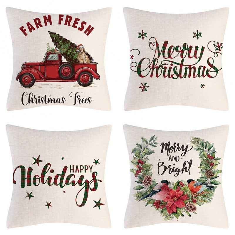 Home Decoration Christmas Pillow Cover Four-piece Set