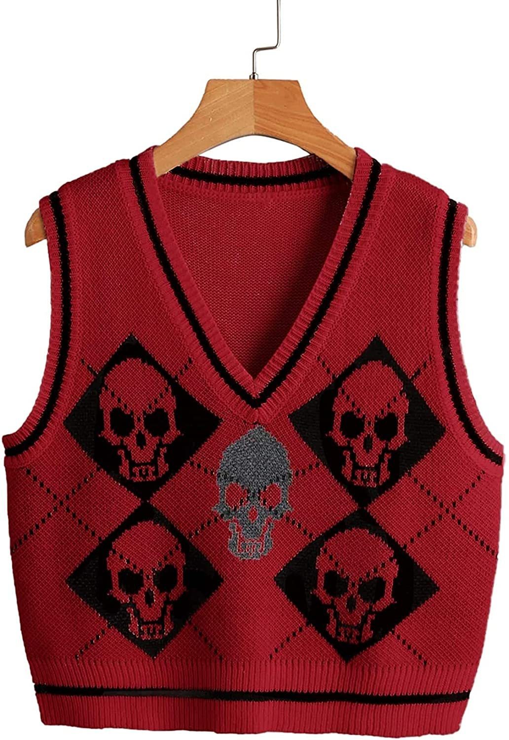 V-neck Knit Halloween Sweater For Women's Vest Jacket